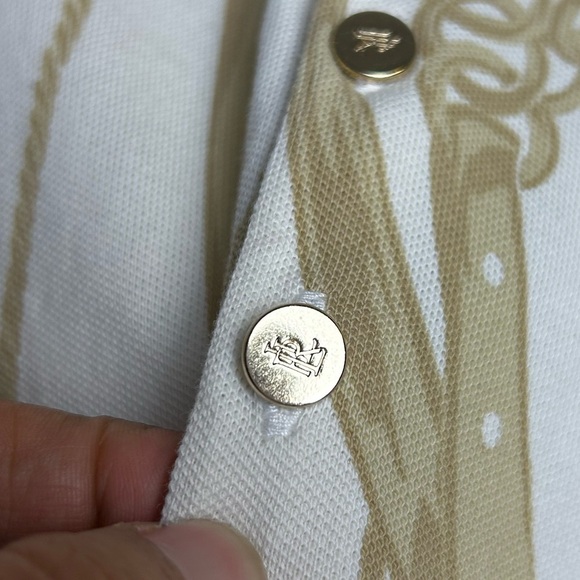 Lauren Ralph Lauren Top Black Label Size Xl Chain Print Polo Short Sleeve Stretc - Picture 10 of 13